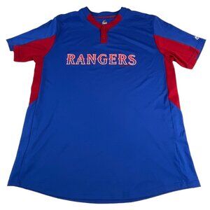 Majestic Men's Texas Rangers Jersey Cool Base XL Red White Blue 100% Polyester